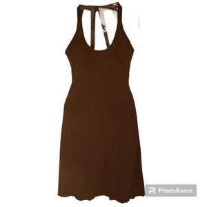 Vintage NWT Charlotte Russe Brown Halter Dress S | Y2K Party Clubwear Retro